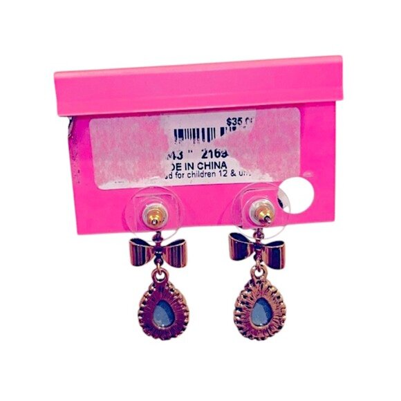 Betsey Johnson Y2K Vintage McBling Crystal Tear Drop Earrings NWT - Picture 3 of 3
